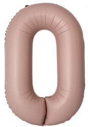 Шар (40''/102 см) Цифра, 0 Slim, Винтажная роза, Матовый, 1 шт. в уп.