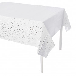 Скатерть одноразовая, Звезды Микс, Белый/Серебро, Металлик, 137*183 см, 1 шт.