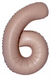 Шар (40''/102 см) Цифра, 6 Slim, Винтажная роза, Матовый, 1 шт. в уп.