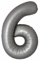 Шар (40''/102 см) Цифра, 6 Slim, Лунное Серебро, Матовый, 1 шт. в уп.