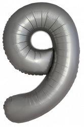 Шар (40''/102 см) Цифра, 9 Slim, Лунное Серебро, Матовый, 1 шт. в уп.
