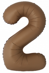 Шар (40''/102 см) Цифра, 2 Slim, Шоколад, Матовый, 1 шт. в уп.