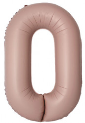 Шар (40''/102 см) Цифра, 0 Slim, Винтажная роза, Матовый, 1 шт. в уп.