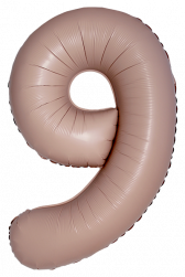 Шар (40''/102 см) Цифра, 9 Slim, Винтажная роза, Матовый, 1 шт. в уп.