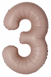 Шар (40''/102 см) Цифра, 3 Slim, Винтажная роза, Матовый, 1 шт. в уп.