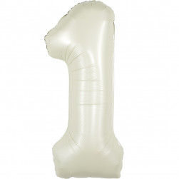 Шар (40''/102 см) Цифра, 1, Белый песок, Сатин, 1 шт. в уп.