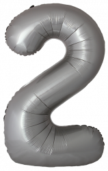 Шар (40''/102 см) Цифра, 2 Slim, Лунное Серебро, Матовый, 1 шт. в уп.