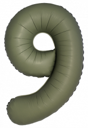 Шар (40''/102 см) Цифра, 9 Slim, Оливковый, Матовый, 1 шт. в уп.