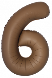 Шар (40''/102 см) Цифра, 6 Slim, Шоколад, Матовый, 1 шт. в уп.