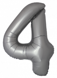 Шар (40''/102 см) Цифра, 4 Slim, Лунное Серебро, Матовый, 1 шт. в уп.