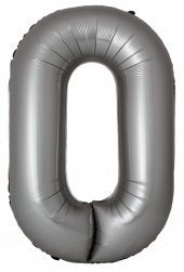 Шар (40''/102 см) Цифра, 0 Slim, Лунное Серебро, Матовый, 1 шт. в уп.