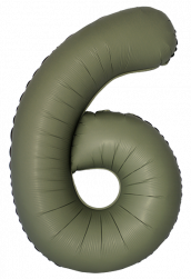 Шар (40''/102 см) Цифра, 6 Slim, Оливковый, Матовый, 1 шт. в уп.