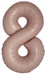 Шар (40''/102 см) Цифра, 8 Slim, Винтажная роза, Матовый, 1 шт. в уп.