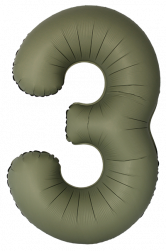 Шар (40''/102 см) Цифра, 3 Slim, Оливковый, Матовый, 1 шт. в уп.