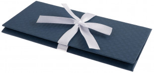 Конверт-коробка для денег, Атласная лента, Тиснение Ромб, Синий, 8,3*17,2 см, 1 шт.