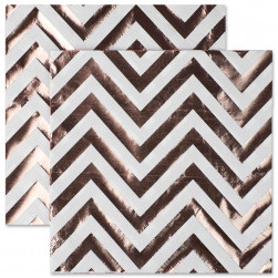 Сервировочные салфетки, Зигзаги, Белый/Розовое золото, Металлик, 33*33 см, 12 шт.