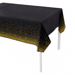 Скатерть одноразовая, Конфетти, Черный/Золото, 137*274 см, 1 шт.