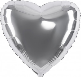 Шар (9''/23 см) Мини-сердце, Серебро, 1 шт.