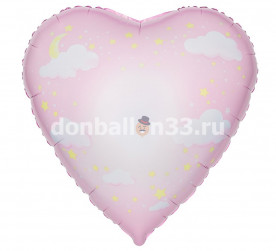 Шар (30''/76 см) Сердце, На выписку, Розовый, 1 шт. в уп.