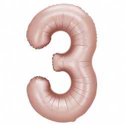 Шар (40''/102 см) Цифра, 3, Винтажная роза, Сатин, 1 шт. в уп.