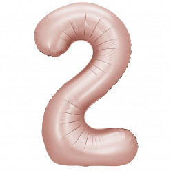 Шар (40''/102 см) Цифра, 2, Винтажная роза, Сатин, 1 шт. в уп.