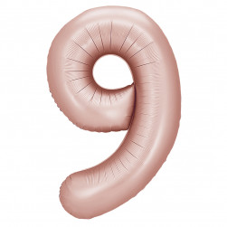 Шар (40''/102 см) Цифра, 9, Винтажная роза, Сатин, 1 шт. в уп.