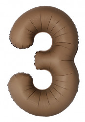 Шар (40''/102 см) Цифра, 3 Slim, Шоколад, Матовый, 1 шт. в уп.