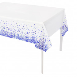 Скатерть одноразовая, Конфетти, Белый/Синий, 137*274 см, 1 шт.