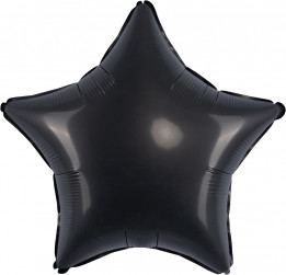 Шар (18''/46 см) Звезда, Черный, Сатин, 1 шт.