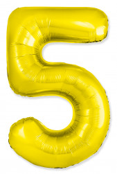 Шар (40''/102 см) Цифра, 5 Slim, Золото, 1 шт. в уп.