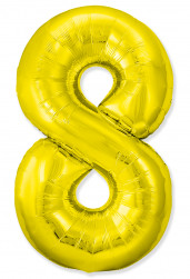 Шар (40''/102 см) Цифра, 8 Slim, Золото, 1 шт. в уп.