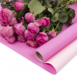 Упаковочная пленка 65мкр (0,57*10 м) Двухцветная, Светло-розовый/Розовый, Матовый, 1 шт.