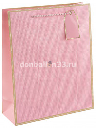 Пакет подарочный, 210гр, Золотой кант, Дизайн №3, Розовый, 23*18*10 см, 1 шт.