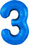 Логотип «Шар (40''/102 см) Цифра, 3 Slim, Синий, 1 шт. в уп.»