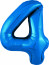Логотип «Шар (40''/102 см) Цифра, 4 Slim, Синий, 1 шт. в уп.»