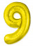 Логотип «Шар (40''/102 см) Цифра, 9 Slim, Золото, 1 шт.»