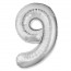 Логотип «Шар (40''/102 см) Цифра, 9 Slim, Серебро, 1 шт.»