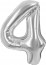 Логотип «Шар (40''/102 см) Цифра, 4, Серебро, Металлик, 1 шт. в уп.»