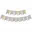 Логотип «Гирлянда Флажки, Happy Birthday, Серебро/Золото, Металлик, с блестками, 350 см, 17*12 см, 1 упак.»