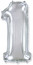 Логотип «Шар (40''/102 см) Цифра, 1, Серебро, 1 шт. в уп.»