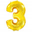 Логотип «Шар (40''/102 см) Цифра, 3, Золото, 1 шт. в уп.»