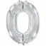 Логотип «Шар (40''/102 см) Цифра, 0, Серебро, 1 шт. в уп.»