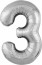 Логотип «Шар (40''/102 см) Цифра, 3 Slim, Серебро, 1 шт. в уп.»