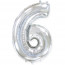 Логотип «Шар (40''/102 см) Цифра, 6, Серебро, 1 шт. в уп.»