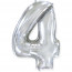 Логотип «Шар (40''/102 см) Цифра, 4, Серебро, 1 шт. в уп.»