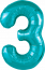 Логотип «Шар (40''/102 см) Цифра, 3 Slim, Океан, 1 шт. в уп.»