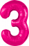 Логотип «Шар (40''/102 см) Цифра, 3 Slim, Фуксия, 1 шт. в уп.»