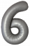 Логотип «Шар (40''/102 см) Цифра, 6 Slim, Лунное Серебро, Матовый, 1 шт. в уп.»