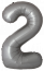 Логотип «Шар (40''/102 см) Цифра, 2 Slim, Лунное Серебро, Матовый, 1 шт. в уп.»