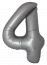 Логотип «Шар (40''/102 см) Цифра, 4 Slim, Лунное Серебро, Матовый, 1 шт. в уп.»